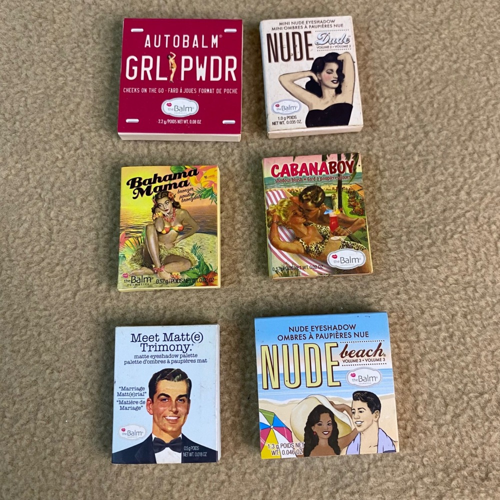 The Balm Cosmetics Mini Makeup Lot Bahama Mama CabanaBoy GRL PWDR Nude Beach 6pc